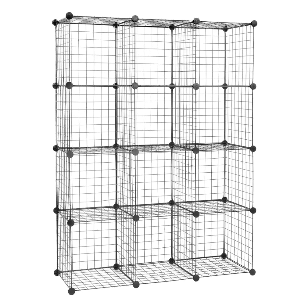 12-Cubes Metal Grid Storage Shelves Organizer C40965