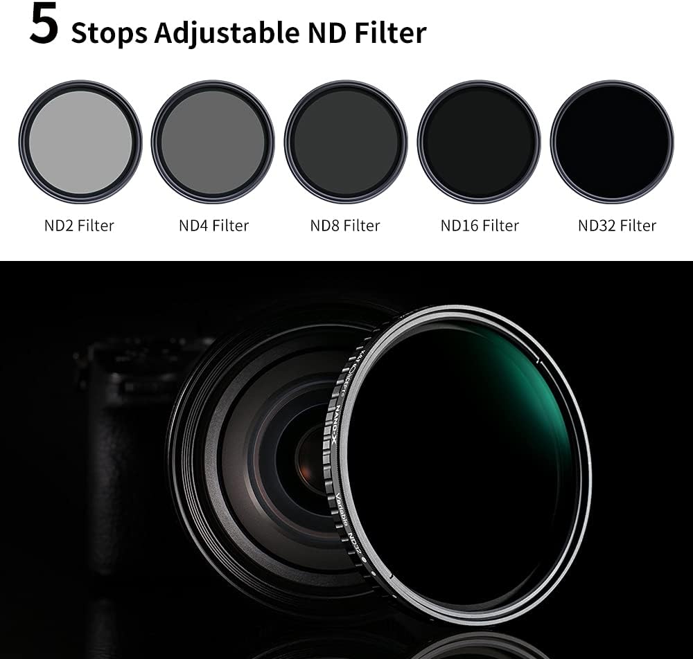 77mm Variable ND Lens Filter Kit (2 Pcs) ND2-ND32 with TPU Filter Cap B689367