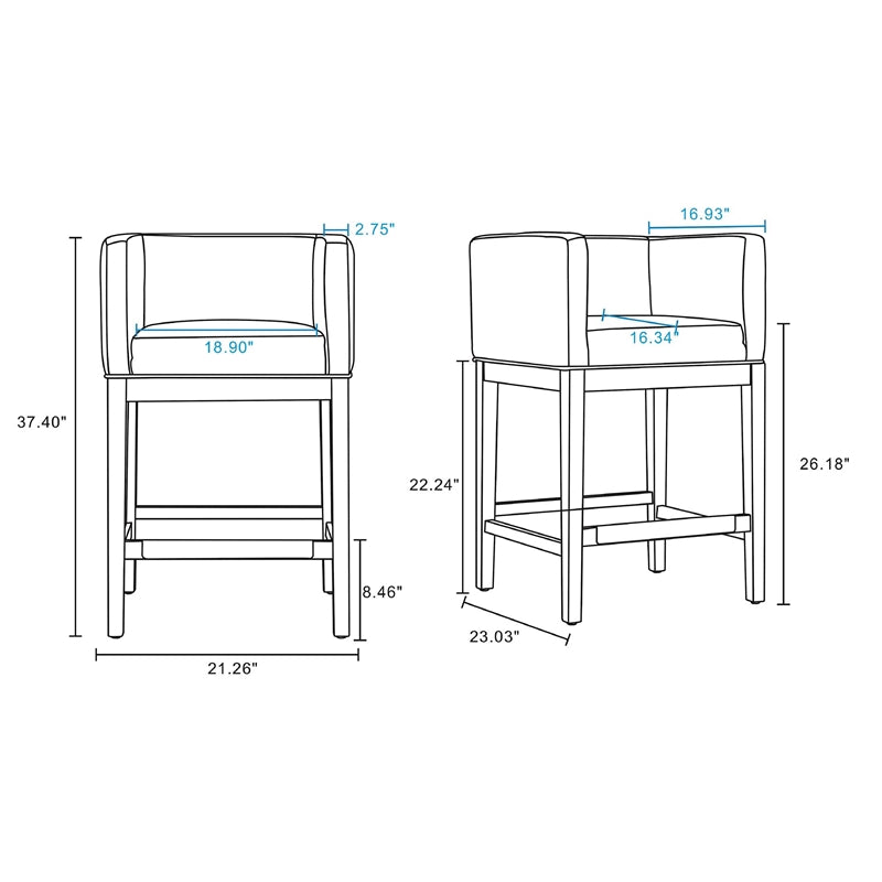 Camel and Dark Walnut Beech Wood Counter Height Bar Stool Q690877