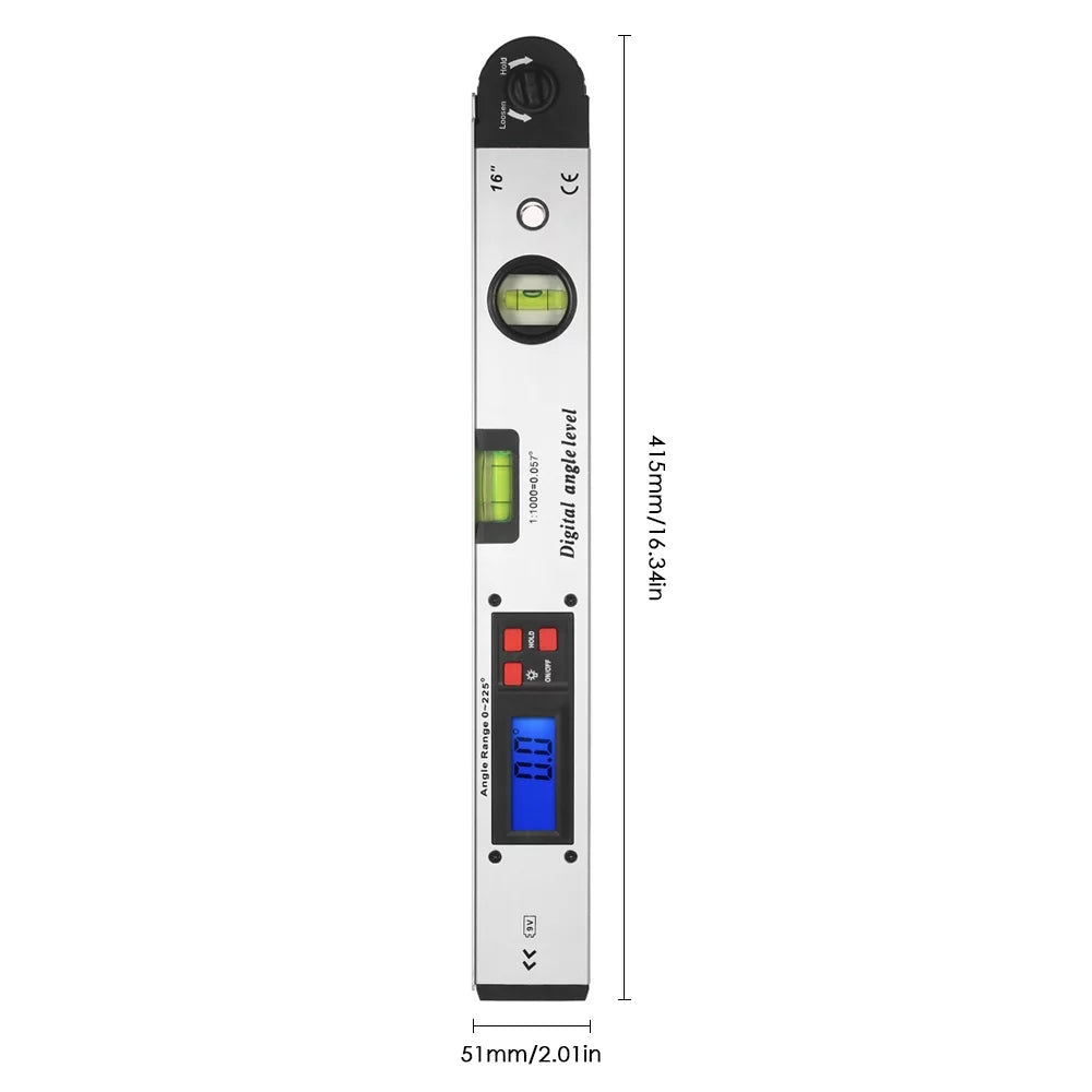Digital Angle Level Meter 0-225 Degree 16inch 400mm Electronic Protractor W32968