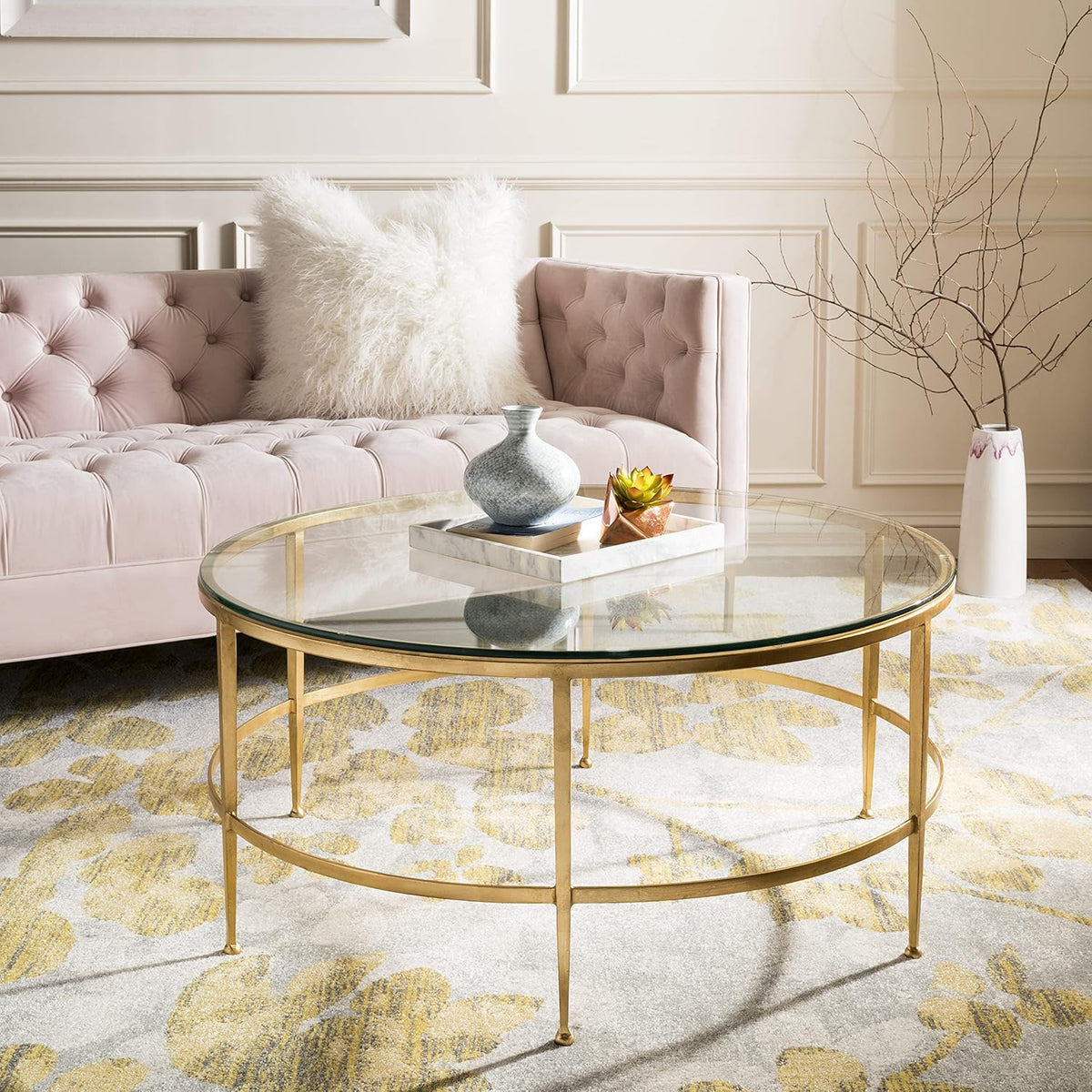 Antique Gold Glass Cocktail Table D831513
