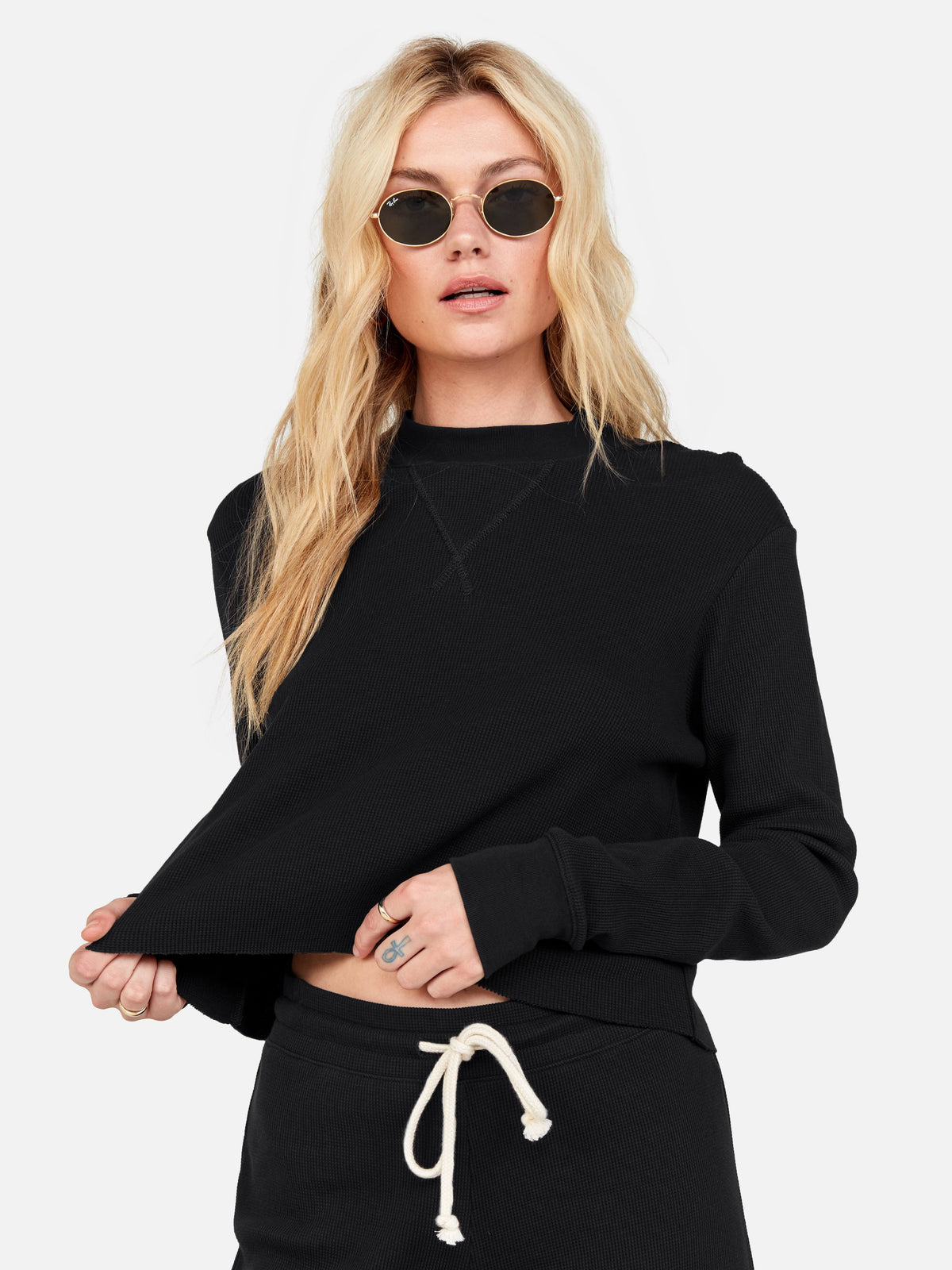 Organic Thermal Boxy Crop Jet Black K99425