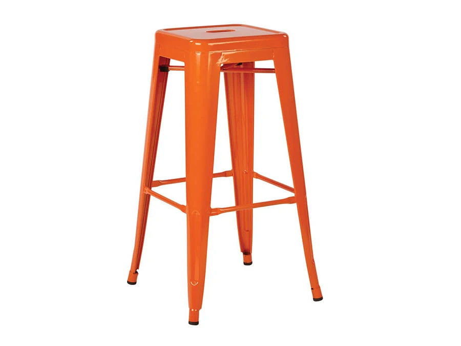 Orange Metal Backless Stool Q35832