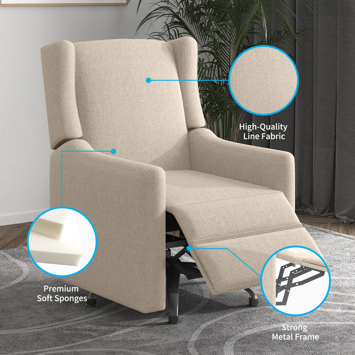 Beige Linen Swivel Rocking Chair R82924
