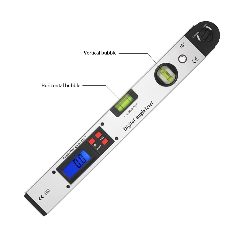 Digital Angle Level Meter 0-225 Degree 16inch 400mm Electronic Protractor W32968