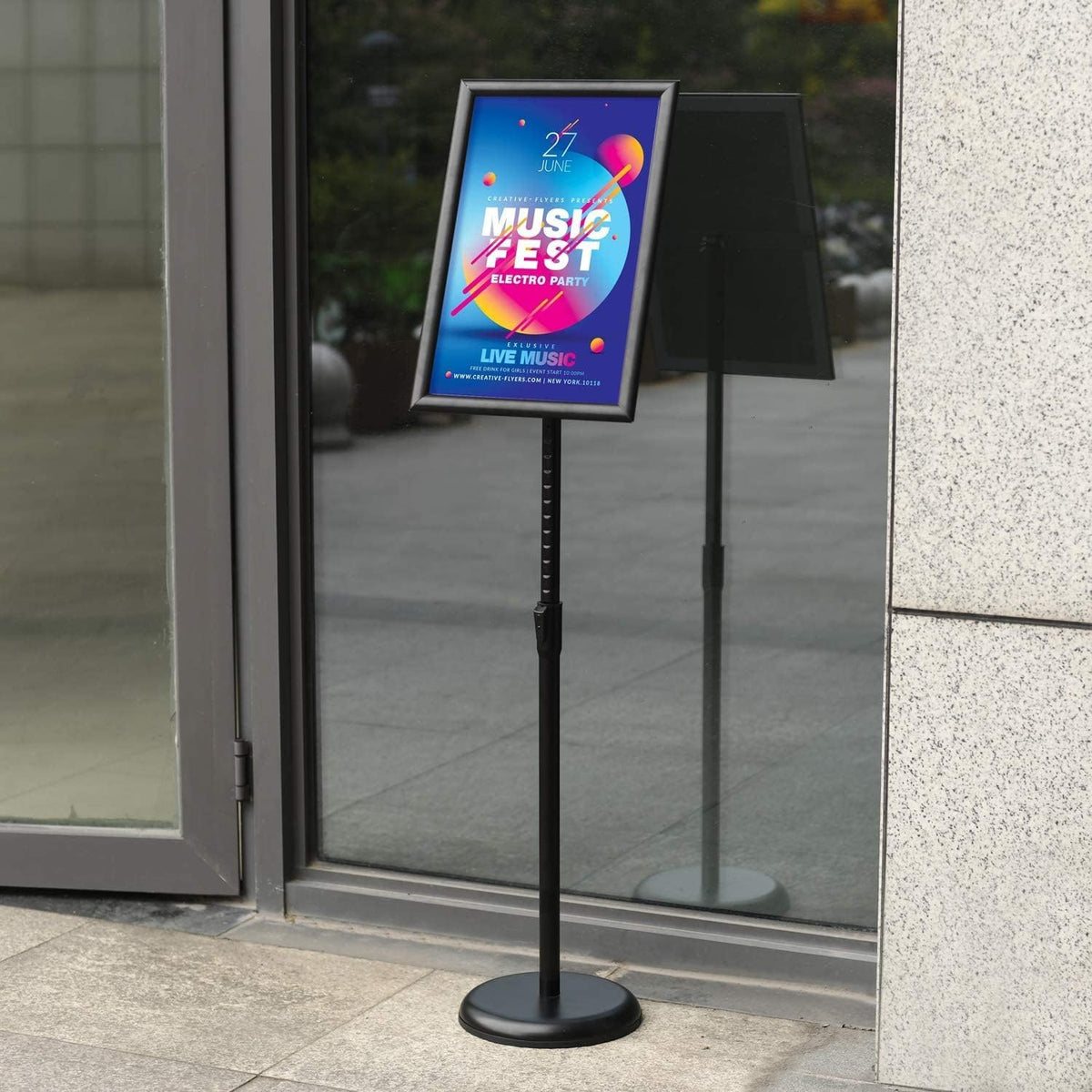 2 Pack Adjustable Floor Sign Stand 8.5x11 Inch Black D93201