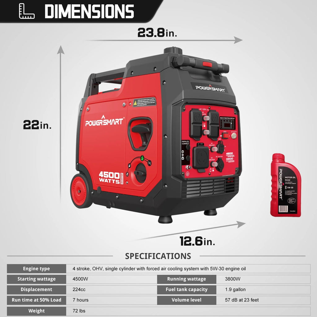 4500W Portable Inverter Gas Generator with Electric Start W72117