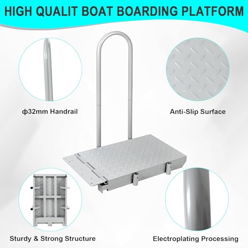 Silver Folding Dock Boarding Platform with Handrail Q687705