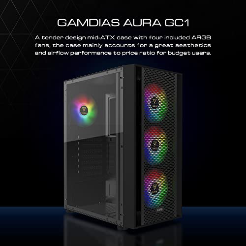 White RGB ATX Mid Tower Computer PC Case with Tempered Glass and 3 Built-in 120mm ARGB Fans K932116