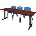 Cherry Training Table & Blue Stack Chairs E335523