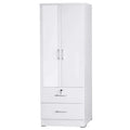 White Armoire Wardrobe Cabinet with Mirror & Drawers J602625