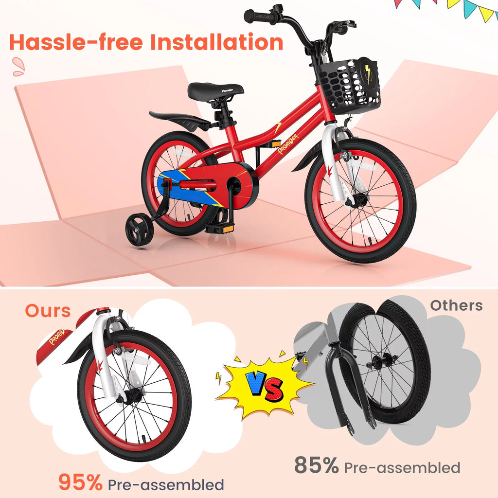 16'' Kid's Bike with Training Wheels & Basket Q7733