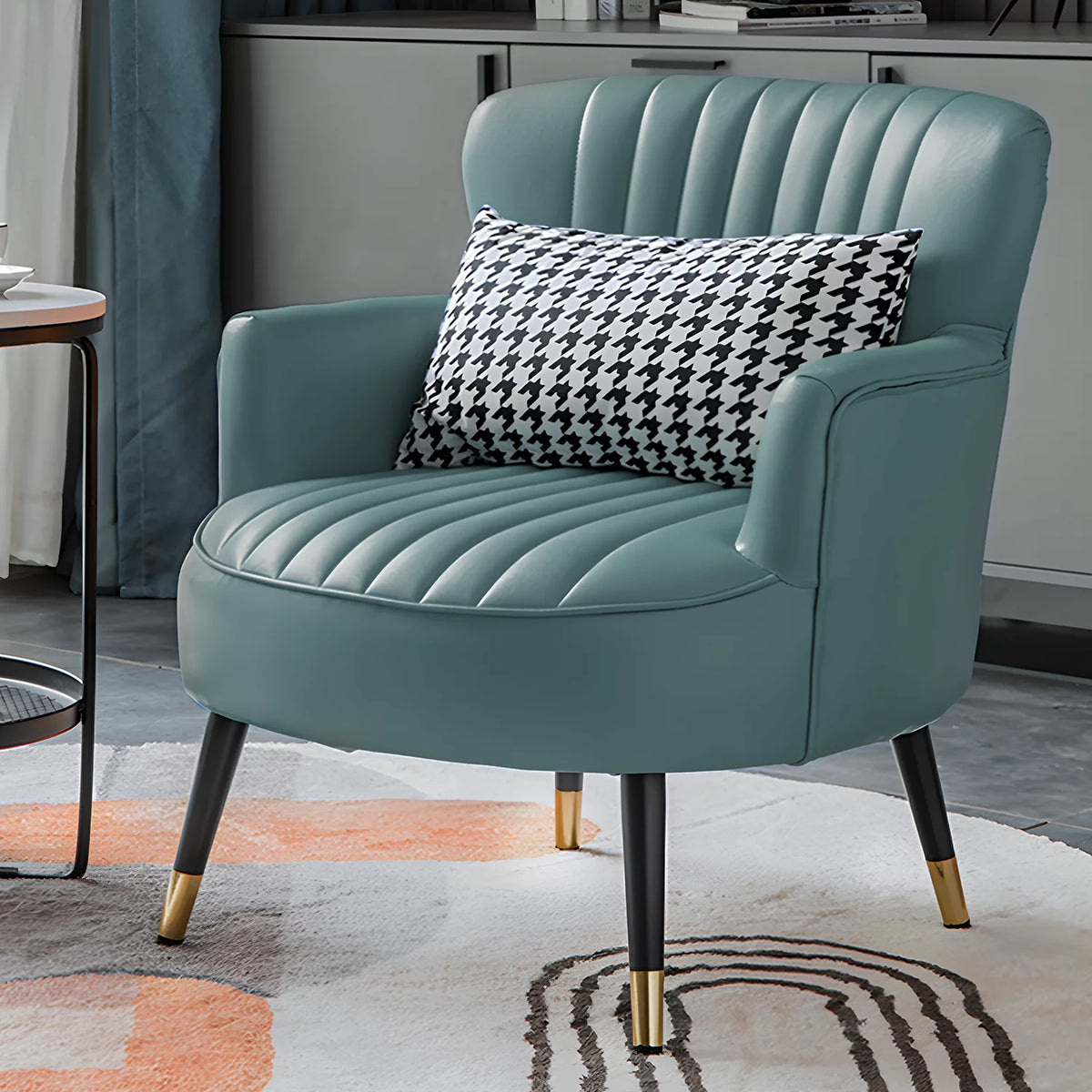 Cadet Blue Upholstered Accent Chair with Pillow I33205