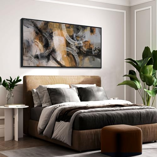 Orange Gray Yellow Abstract Canvas Wall Art 24×48IN Q3253