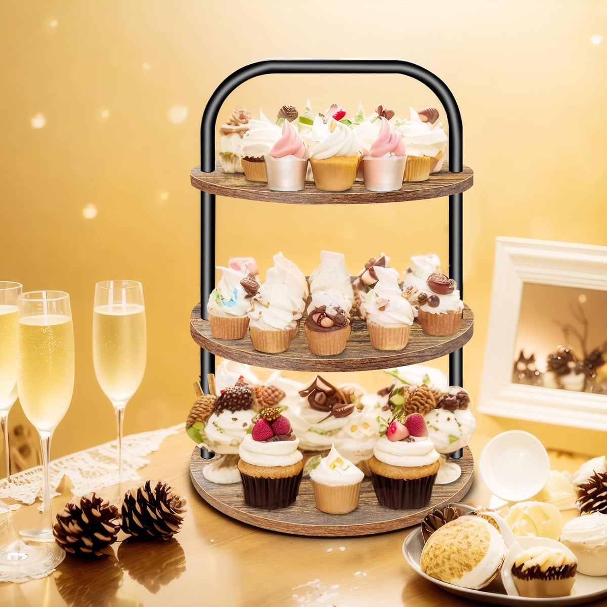 3 Tier Wooden Cupcake Stand E7858