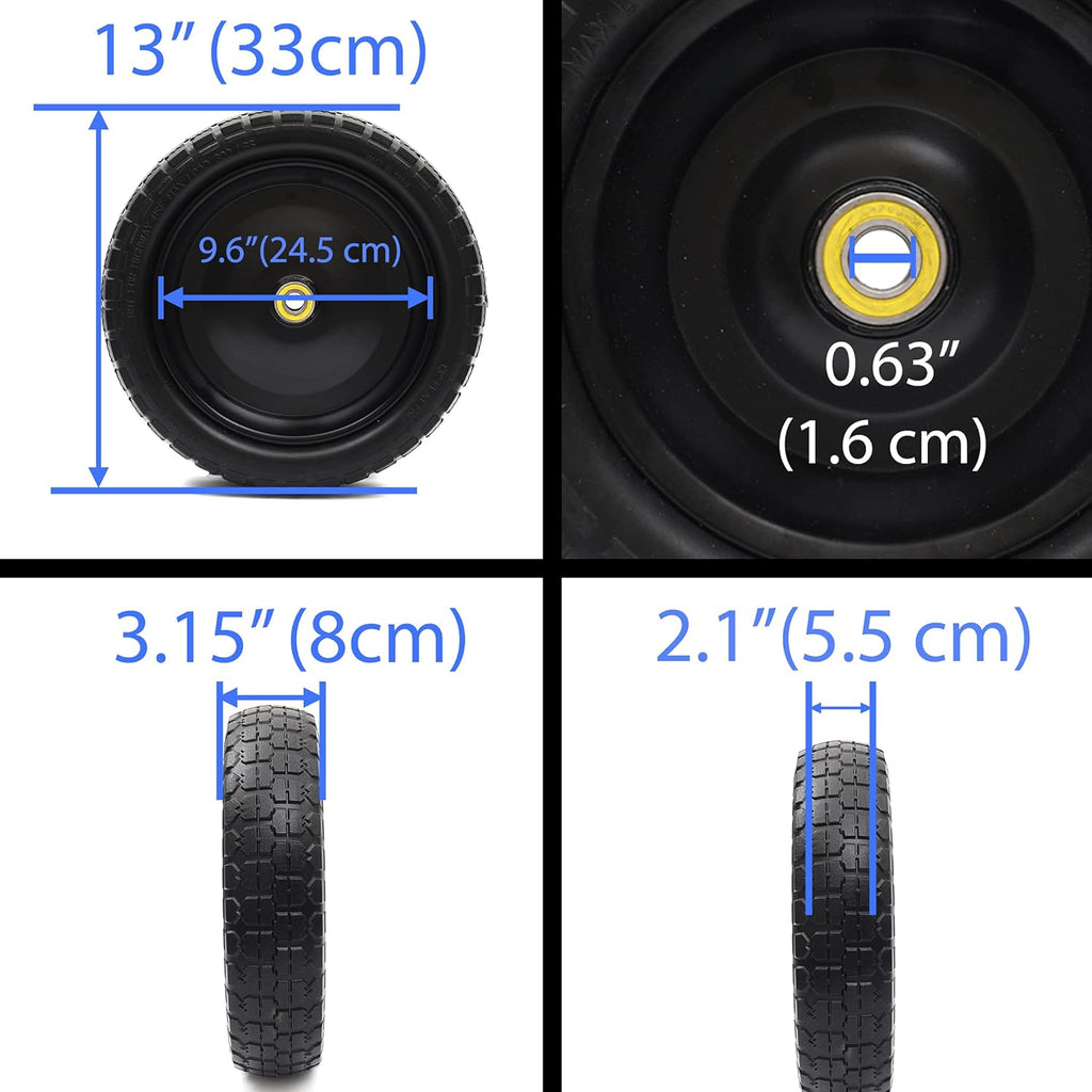 13'' Solid Polyurethane Flat-Free Tire and Wheel Assemblies 4-Pack O985