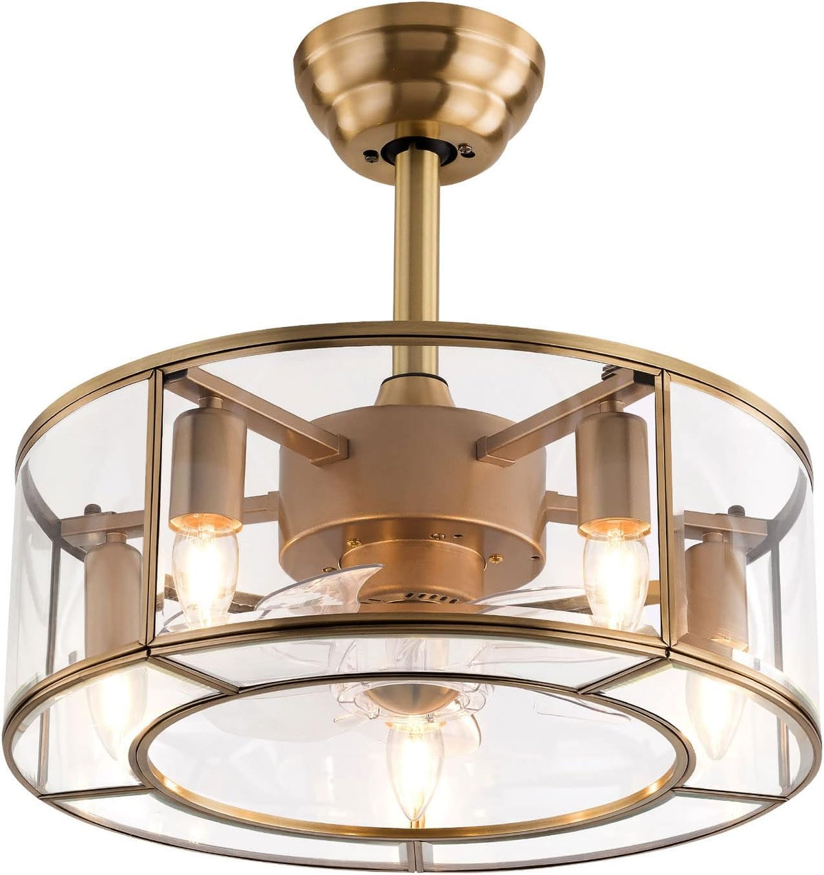 18" Ceiling Fan with Lights, Remote Control, 7 Blades 6-Speed, Reversible, Gold J631
