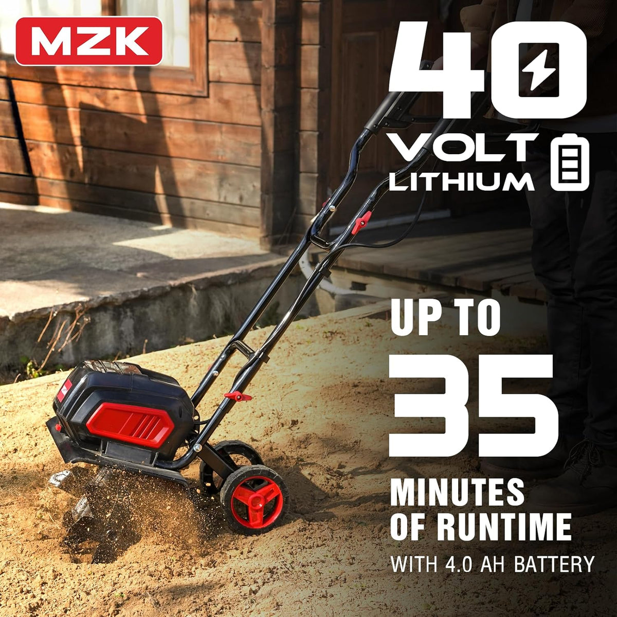 40V 12-inch Cordless Garden Tiller with 2 * 4.0Ah Battery and Fast Charger B7815