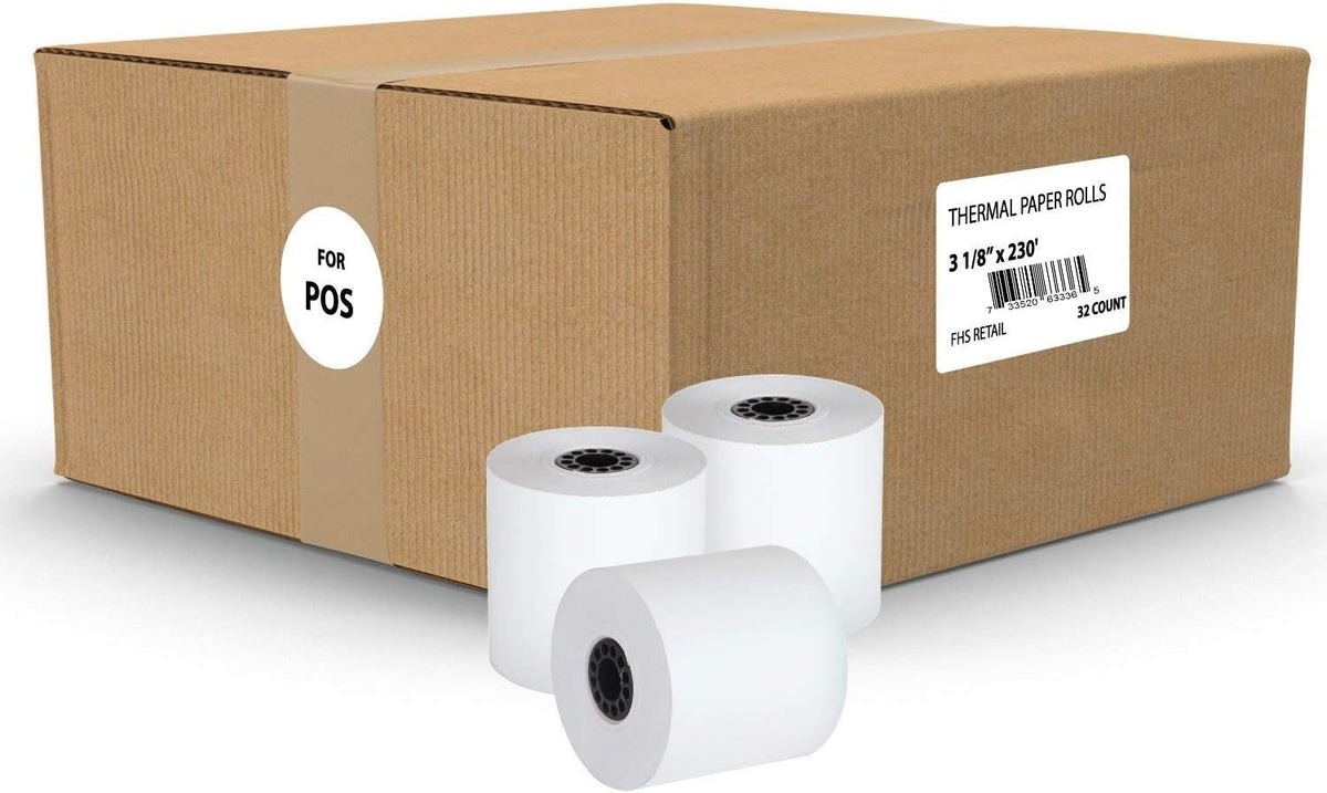 Thermal Cash Register POS Paper Rolls 3 1/8 x 230' BPA Free 32 Pack I51434