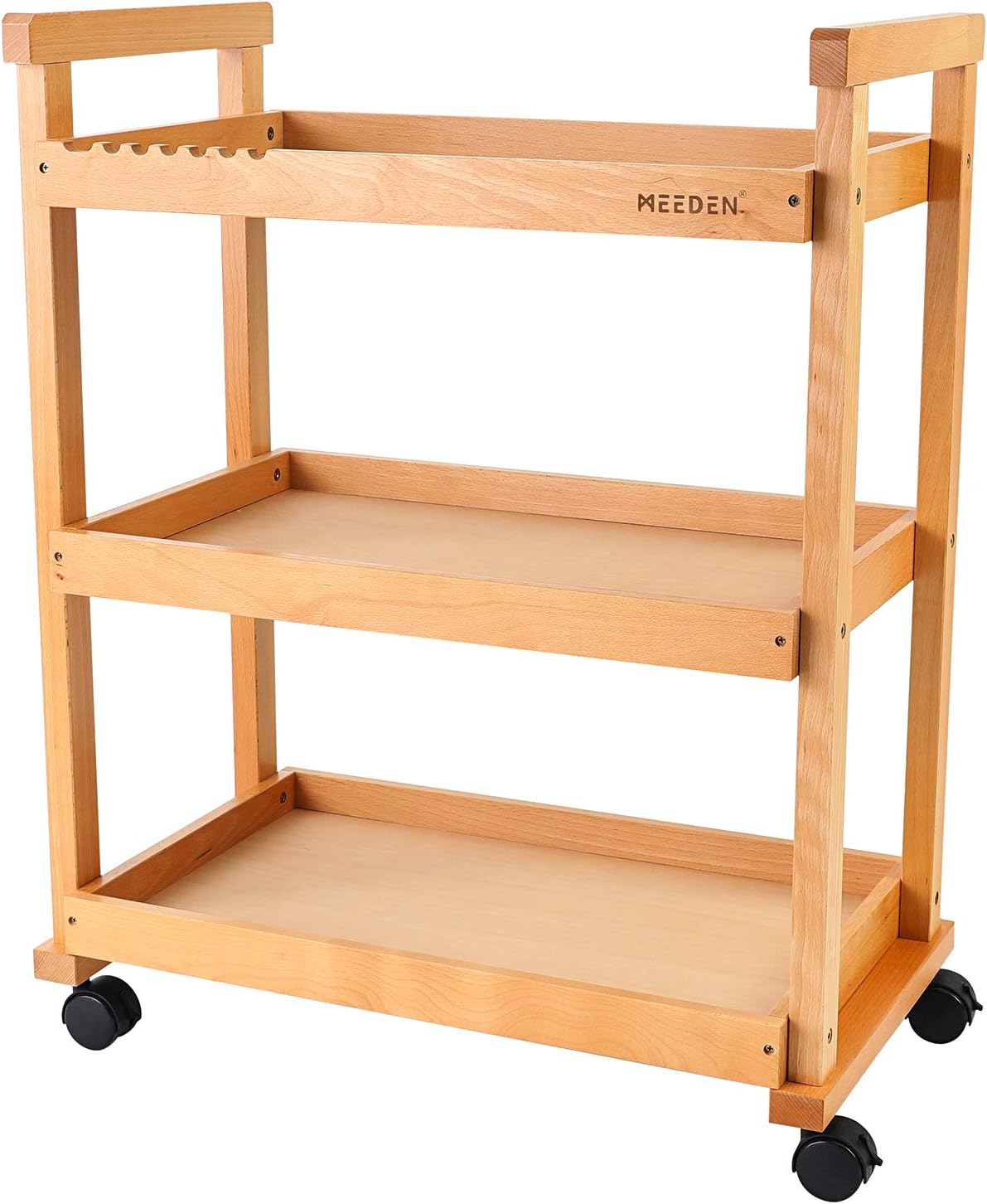 3-Tier Rolling Beechwood Art Cart Storage Organizer K610918