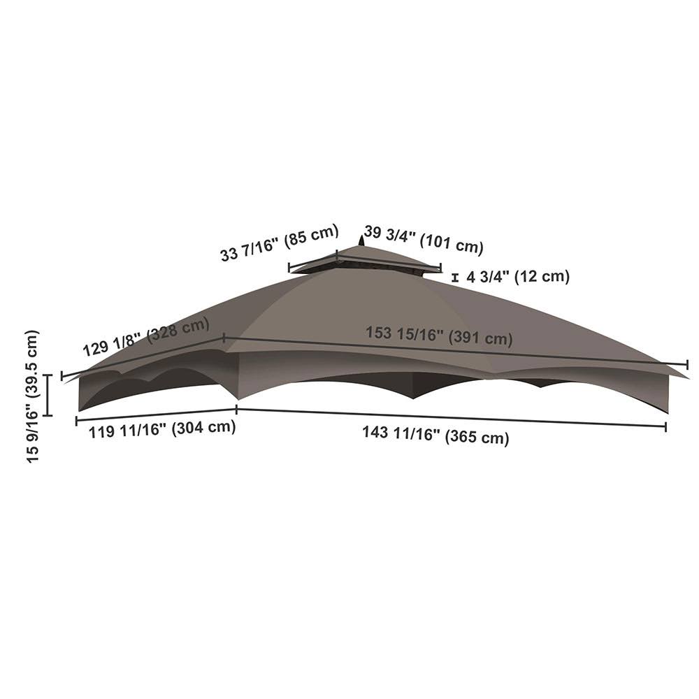 2-Tier 12x10 Gazebo Canopy Top Replacement Brown Y469813