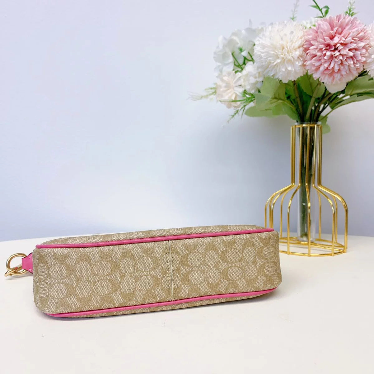 Light Khaki Petunia Colorblock Canvas Bag W236980