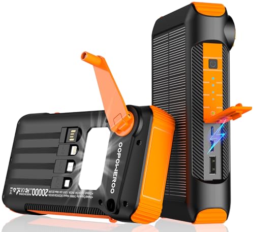 Orange Solar Power Bank 20000mAh with Hand Crank and 4 Cables Q260