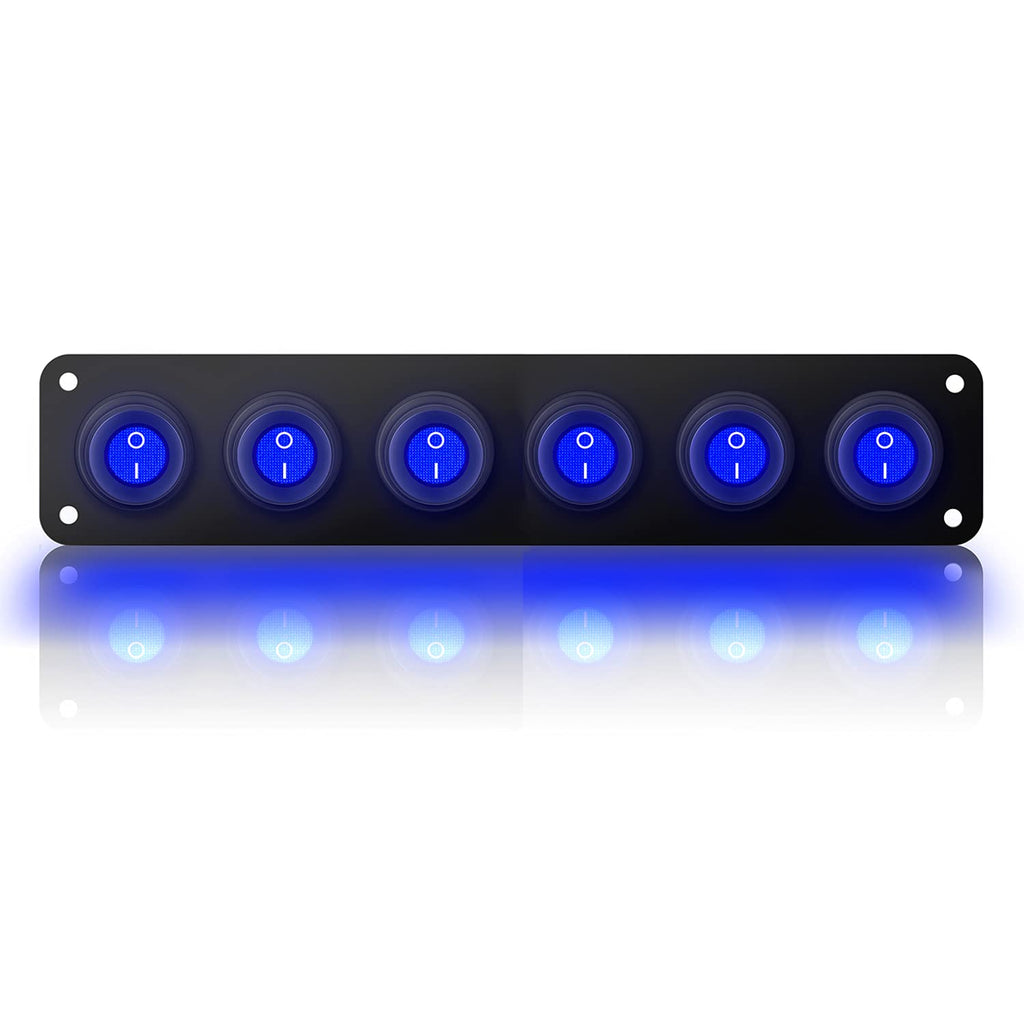 12V 20 Amp 6 Gang Toggle Rocker Switch Panel LED Waterproof A333