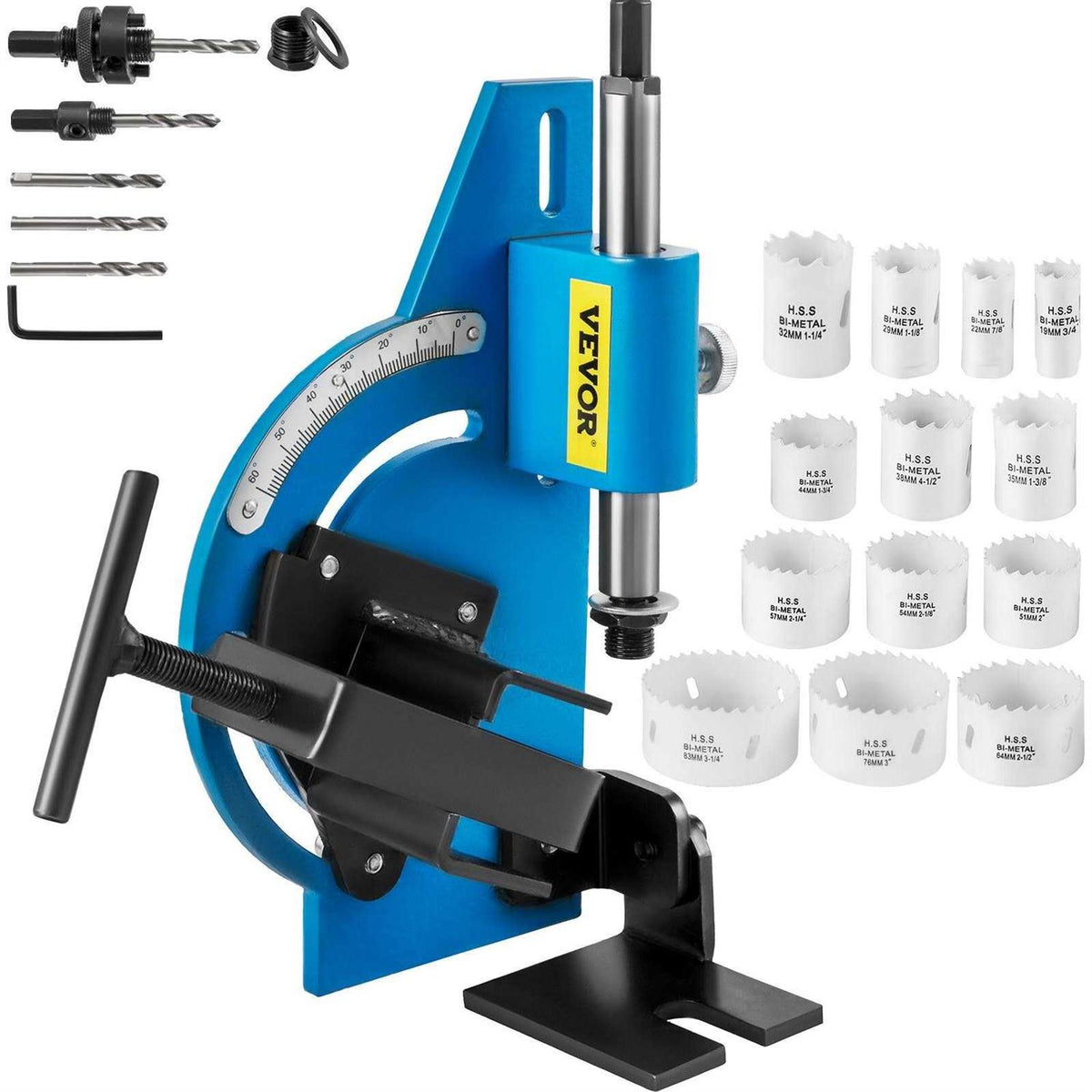 Tube Notcher Kit 60 Degree Pipe Tubing Notcher w Bi-Metal Hole Saw 3/4 Case U991