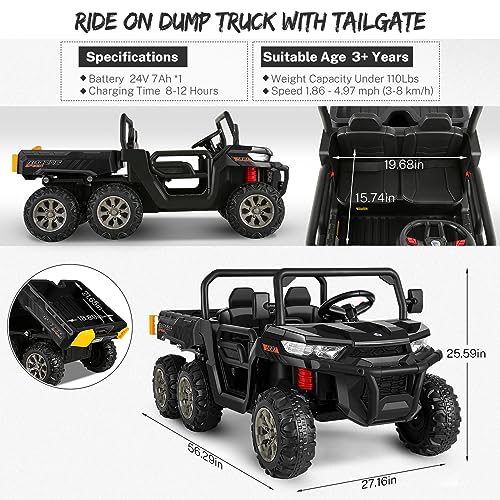 Blue 6x6 24V Kids UTV with Dump Bed V56153