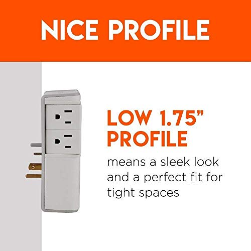 USB Wall Charger Surge Protector with 4 Pivoting AC Outlets & 2 USB Ports A2958