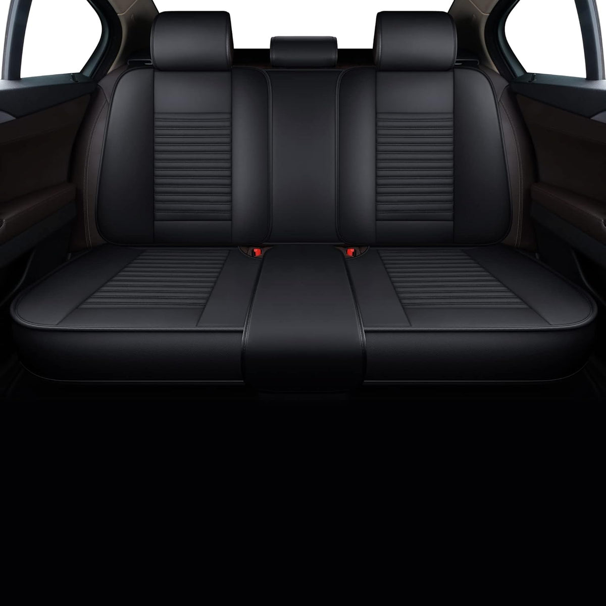 Black Faux Leather Automotive Seat Covers A873037