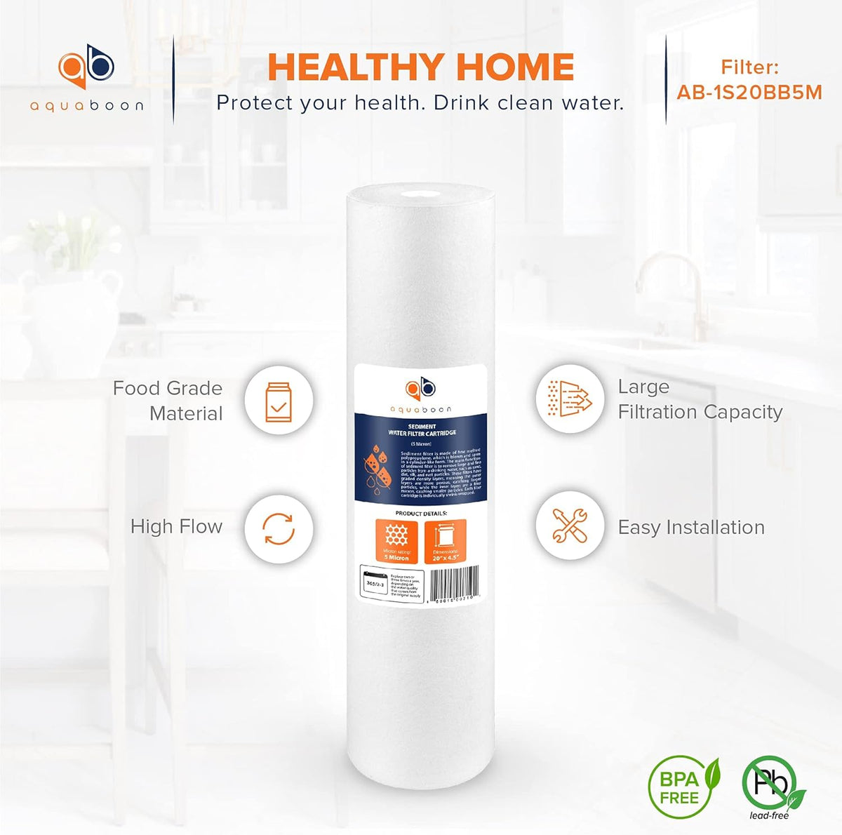 5 Micron 20 Sediment Water Filter Replacement Cartridge 4 Pack V714