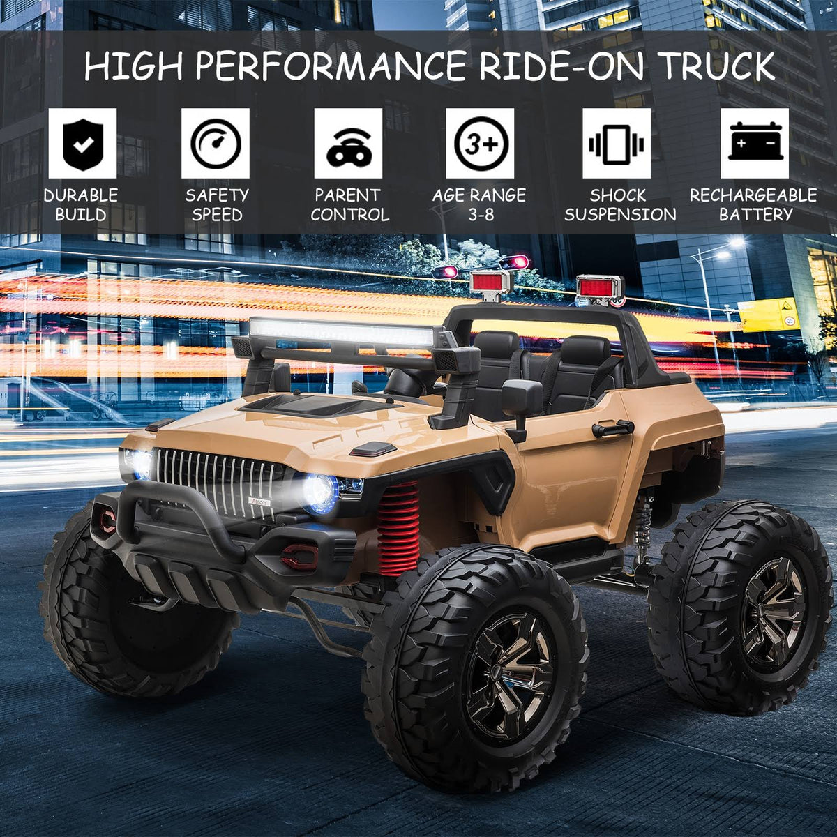 Ride on Car Off Road Truck SUV 12 V Electric Battery Powered with Remote Control Yellow O64244