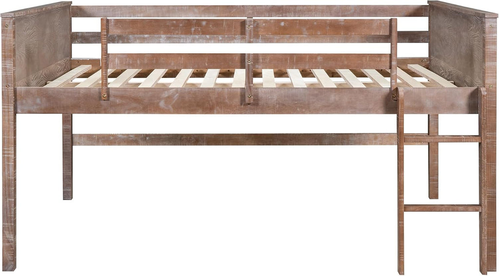 Twin Size Wood Loft Bed with Hanging Clothes Rack M207665
