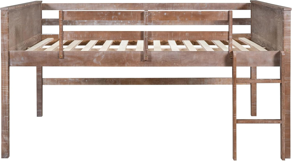 Twin Size Wood Loft Bed with Hanging Clothes Rack M207665