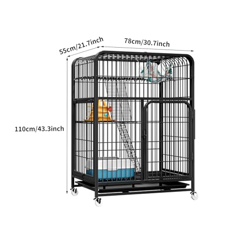 3-Tier Metal Cat Cage with Wheels H893231
