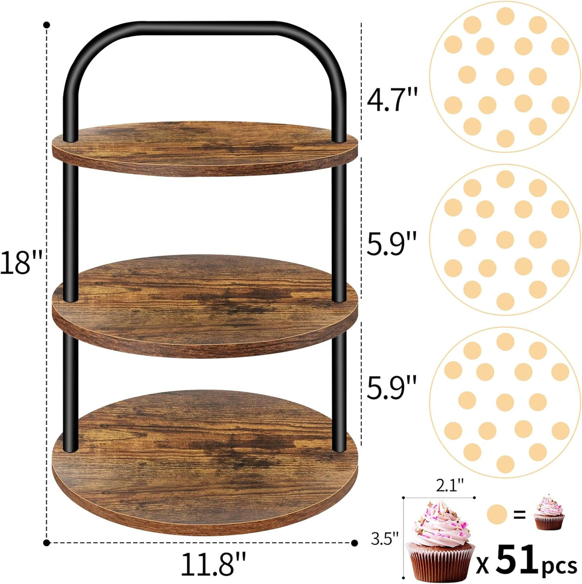 3 Tier Wooden Cupcake Stand E7858