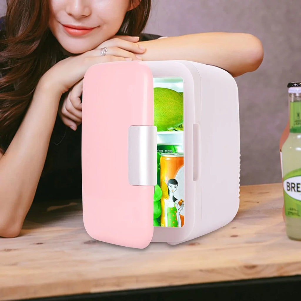 Pink Mini Car Fridge, 4L/6 Can Cooler & Warmer Personal Refrigerator G103520