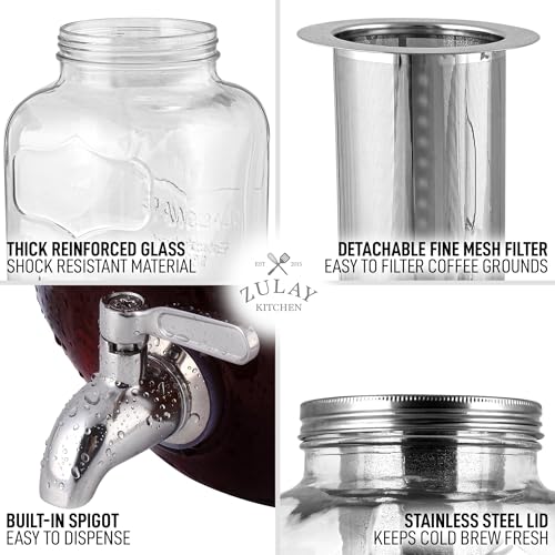 1 Gallon Cold Brew Coffee Maker with Extra-Thick Glass & Stainless Steel Infuser R40808