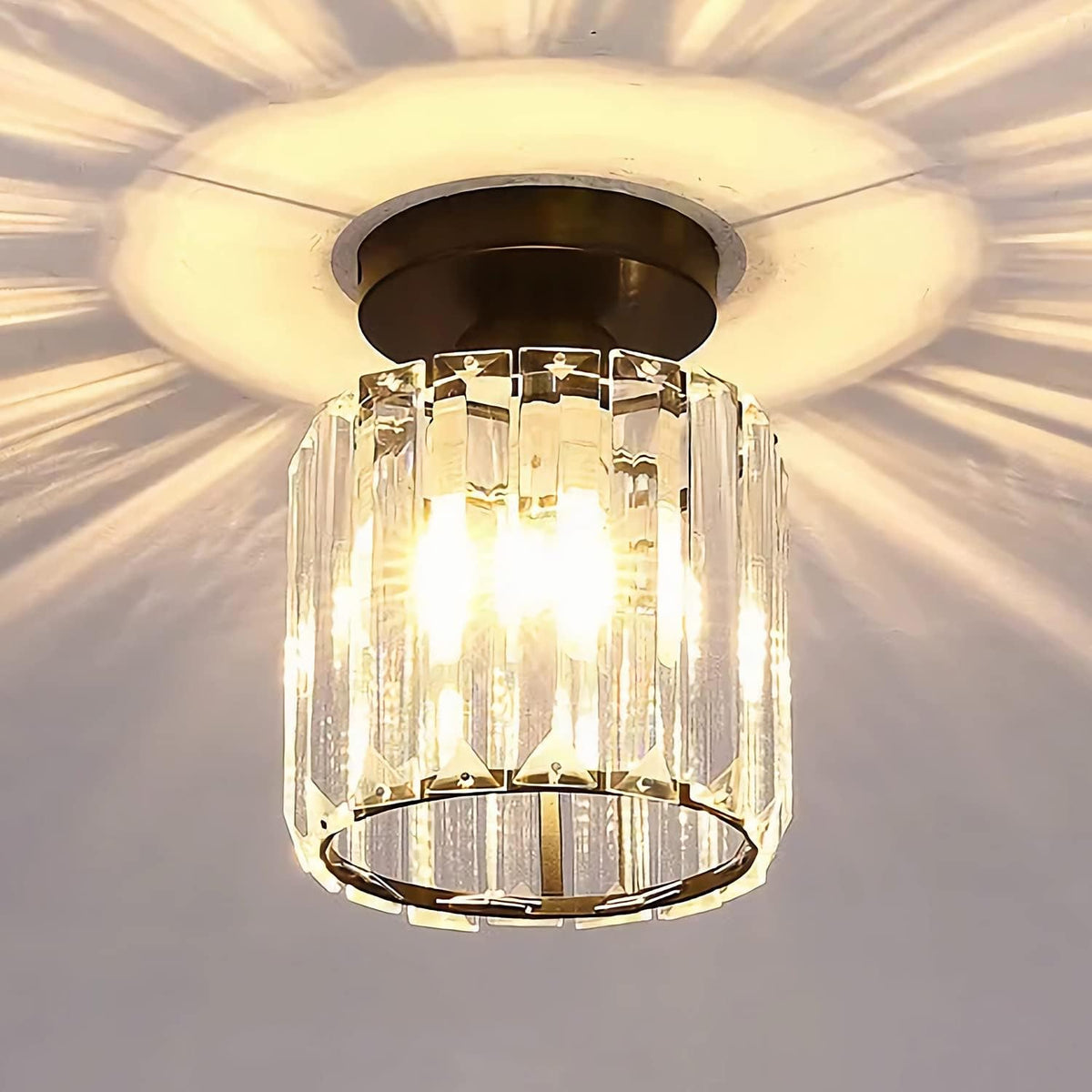 Small Black Crystal Semi Flush Mount Ceiling Light T6738