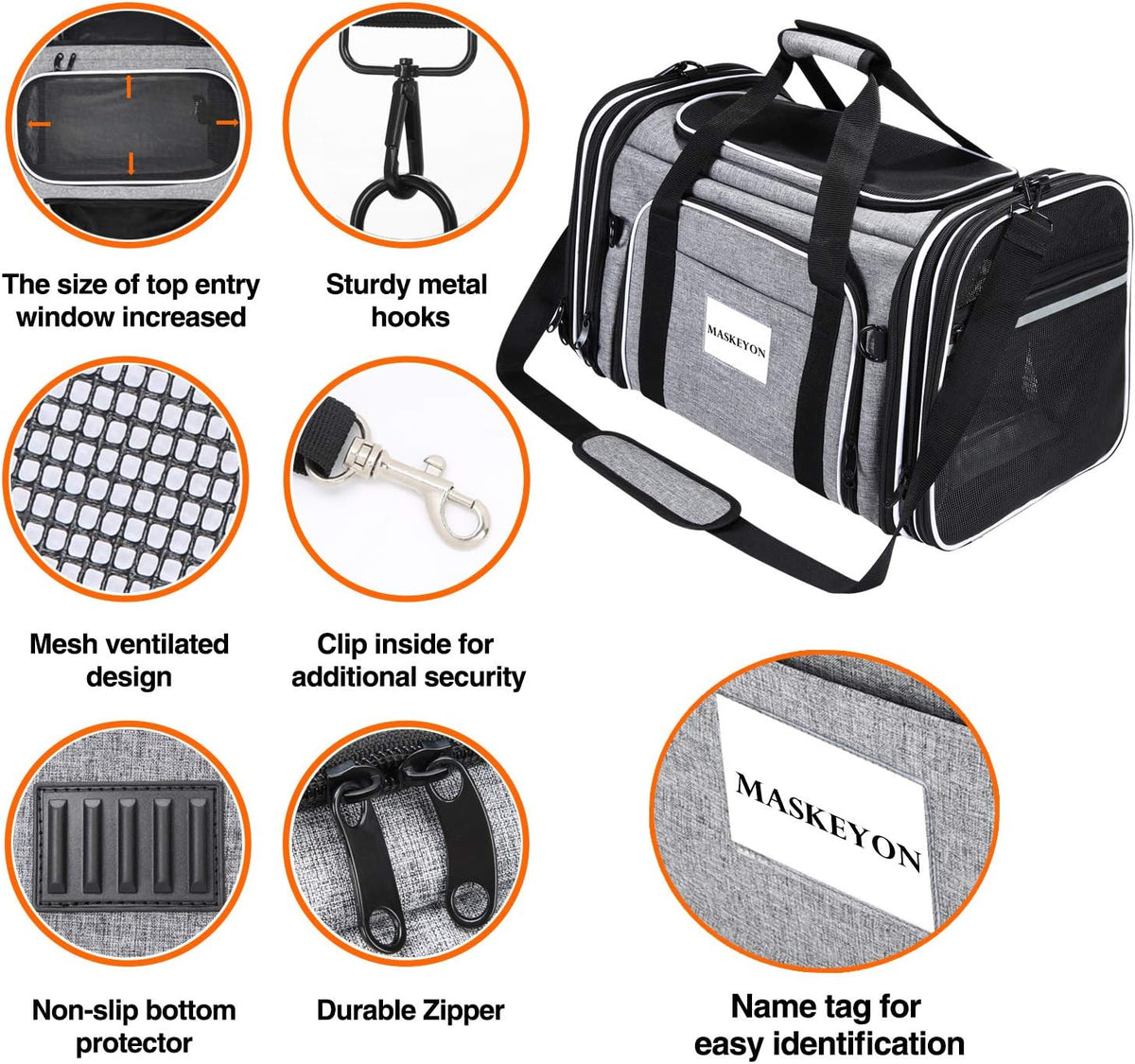 Soft Sided Expandable Pet Carrier with Washable Pads and Pockets O5883