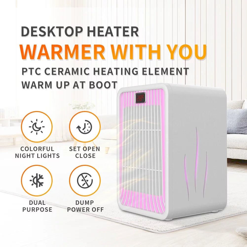Mini Desktop Heater with LED Night Light K5164