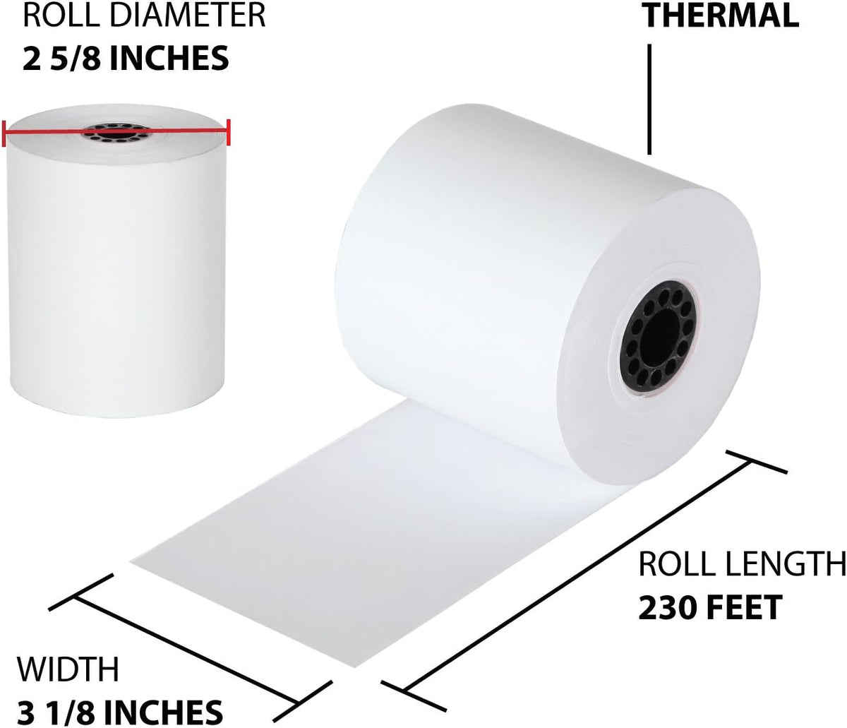 Thermal Cash Register POS Paper Rolls 3 1/8 x 230' BPA Free 32 Pack I51434