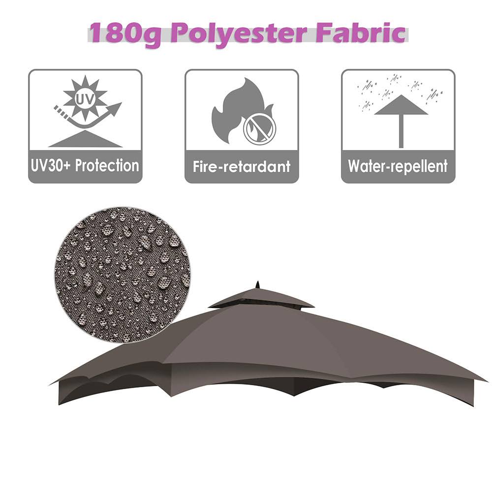 2-Tier 12x10 Gazebo Canopy Top Replacement Brown Y469813