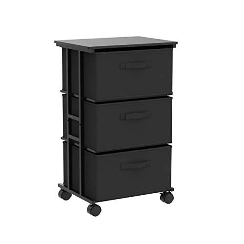 Grey Fabric Dresser with 3 Drawers and Wood Top A16925