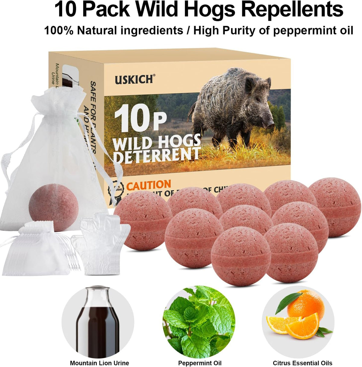 10 Pack All Natural Wild Pig Repellent Y727