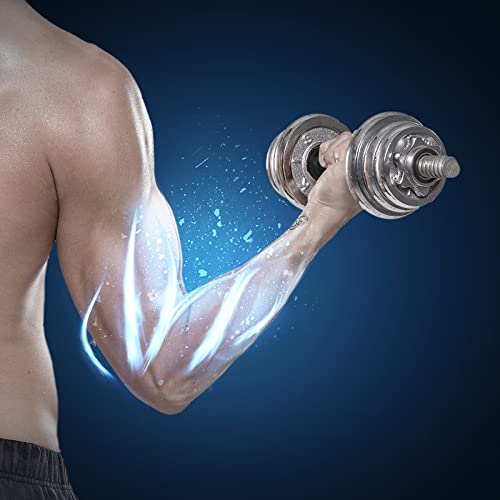 Threaded Dumbbell Rubber/Chrome Handles 1 Inch Pair, Adjustable Dumbbell Bar Handles E519