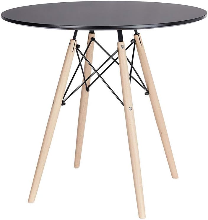 White Round Side Table with Beech Wood Legs M637842