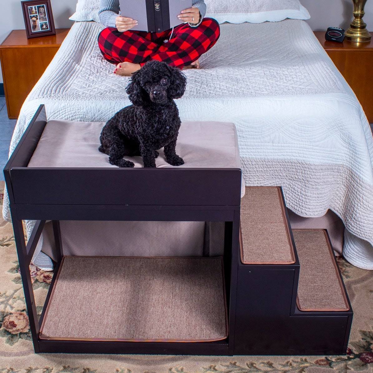 Brown Multi-Level Bed and Step System for Dogs Cats J8524